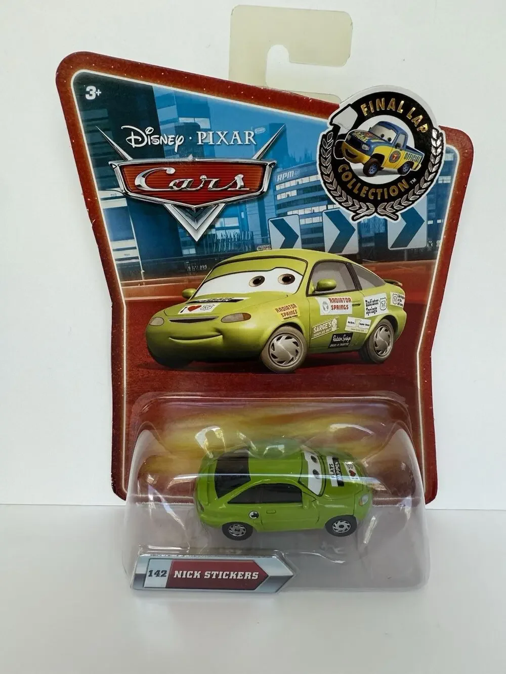 NIB Disney Cars Final Lap Collection #142 Nick Stickers 1:55 Diecast Car